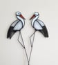 Handcrafted Stained Glass White Stork Plant Stake Unique Gift - Image 7