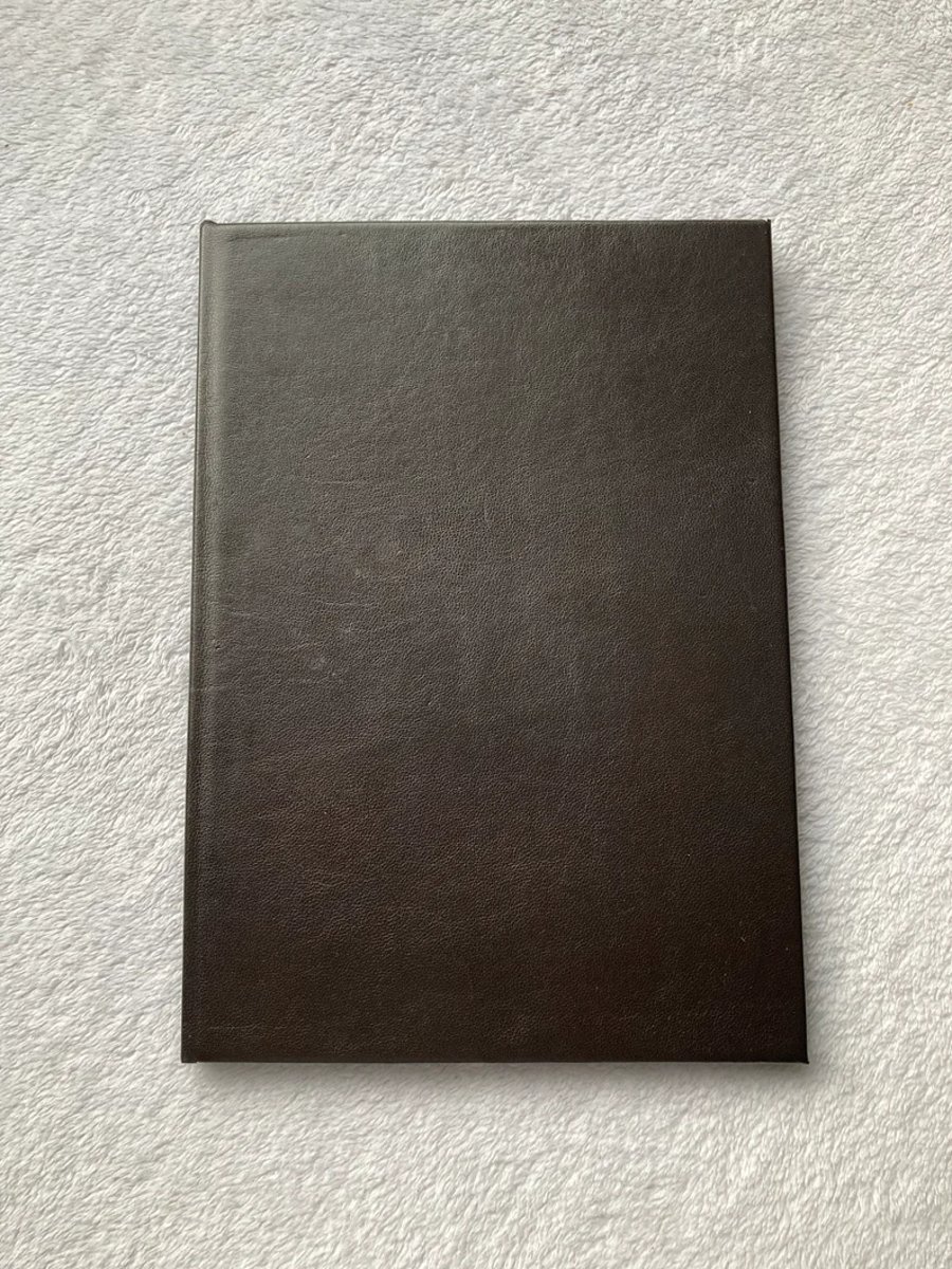 A4: Dark Brown coloured Italian genuine Lambskin leather bound lined notebook