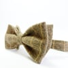 Mens Bow Tie - Brown Beige Pinstripe Tweed