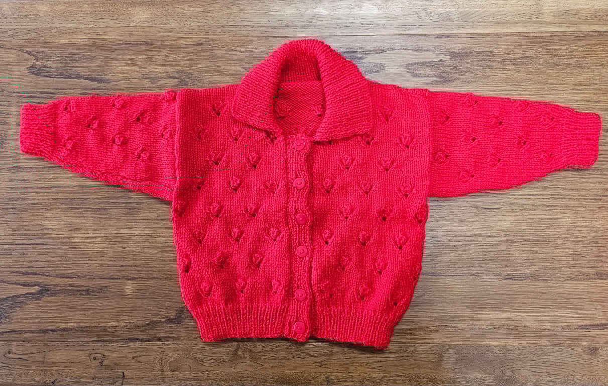 Diane's Textured Heart Bobble Cardigan (Age 6-7 years)