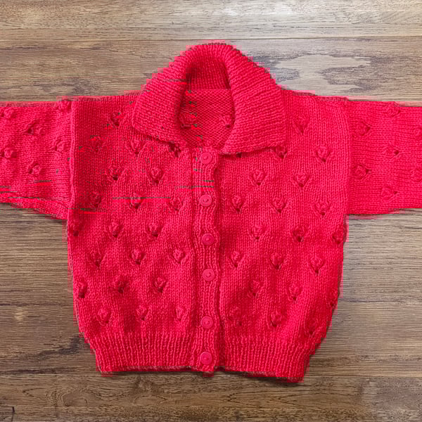 Diane's Textured Heart Bobble Cardigan (Age 6-7 years)