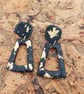 black and gold leaf a frame dangle studs 
