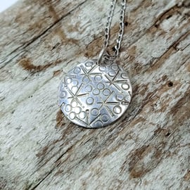 Sterling Silver Hand Stamped Disc Pendant (NKSSPDDC1) - UK Free Post