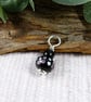 Black Flower Glass Bead Pendant, Sterling Silver & Onyx - Chain is Optional - Image 2