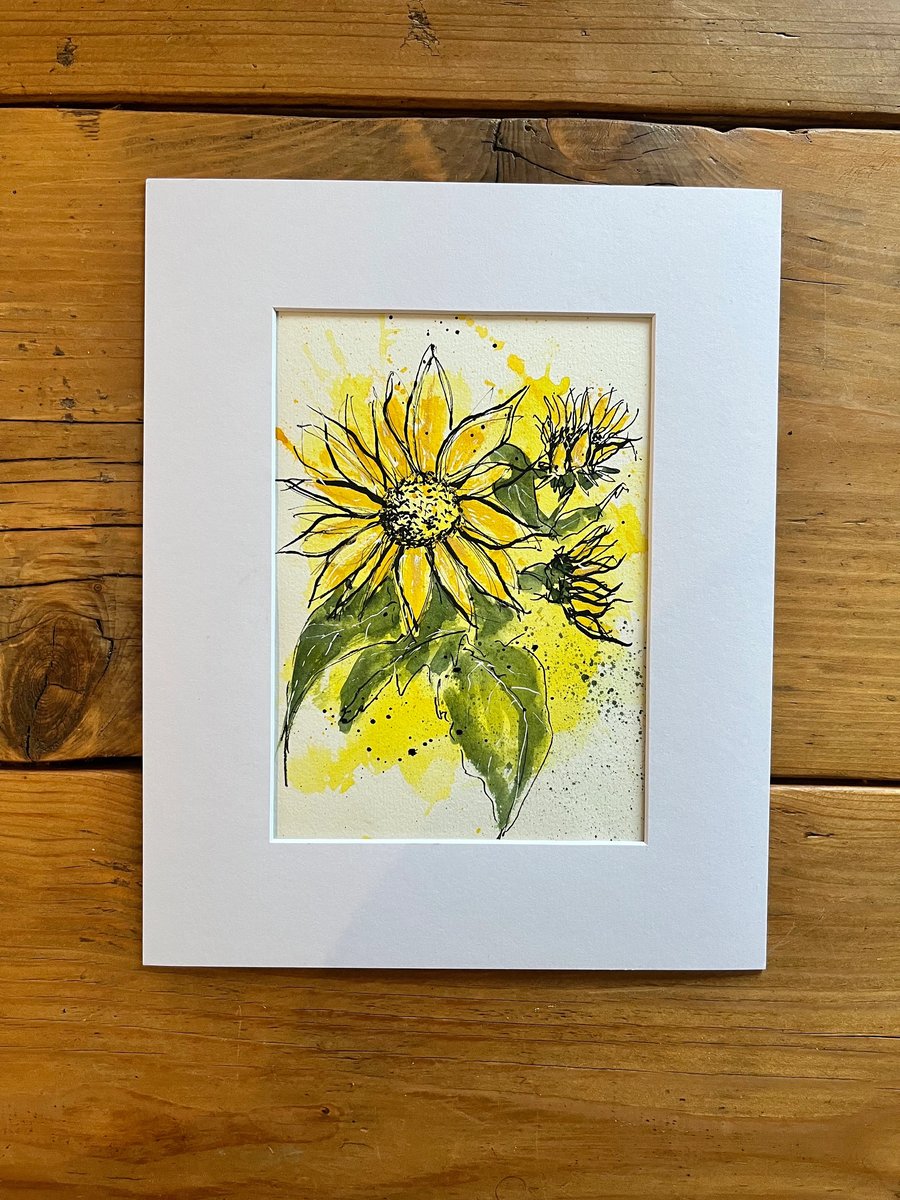 Sunny Sunflower Watercolour 