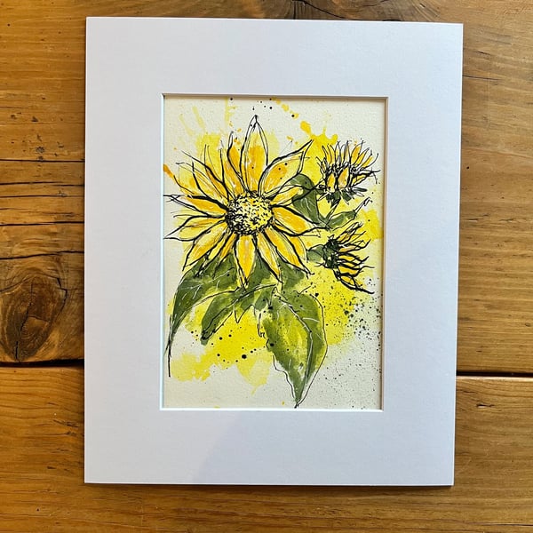 Sunny Sunflower Watercolour 