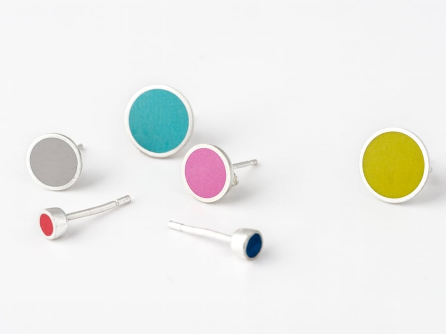 Colour Dot Studs, Minimalist, Everyday Earrings, Various colours and sizes