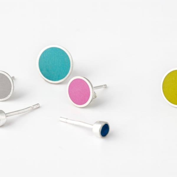 Colour Dot Studs, Minimalist, Everyday Earrings, Various colours and sizes