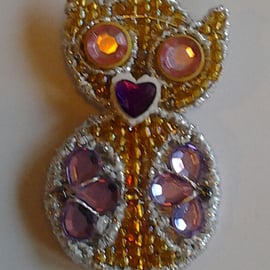 Beaded Owl Brooch