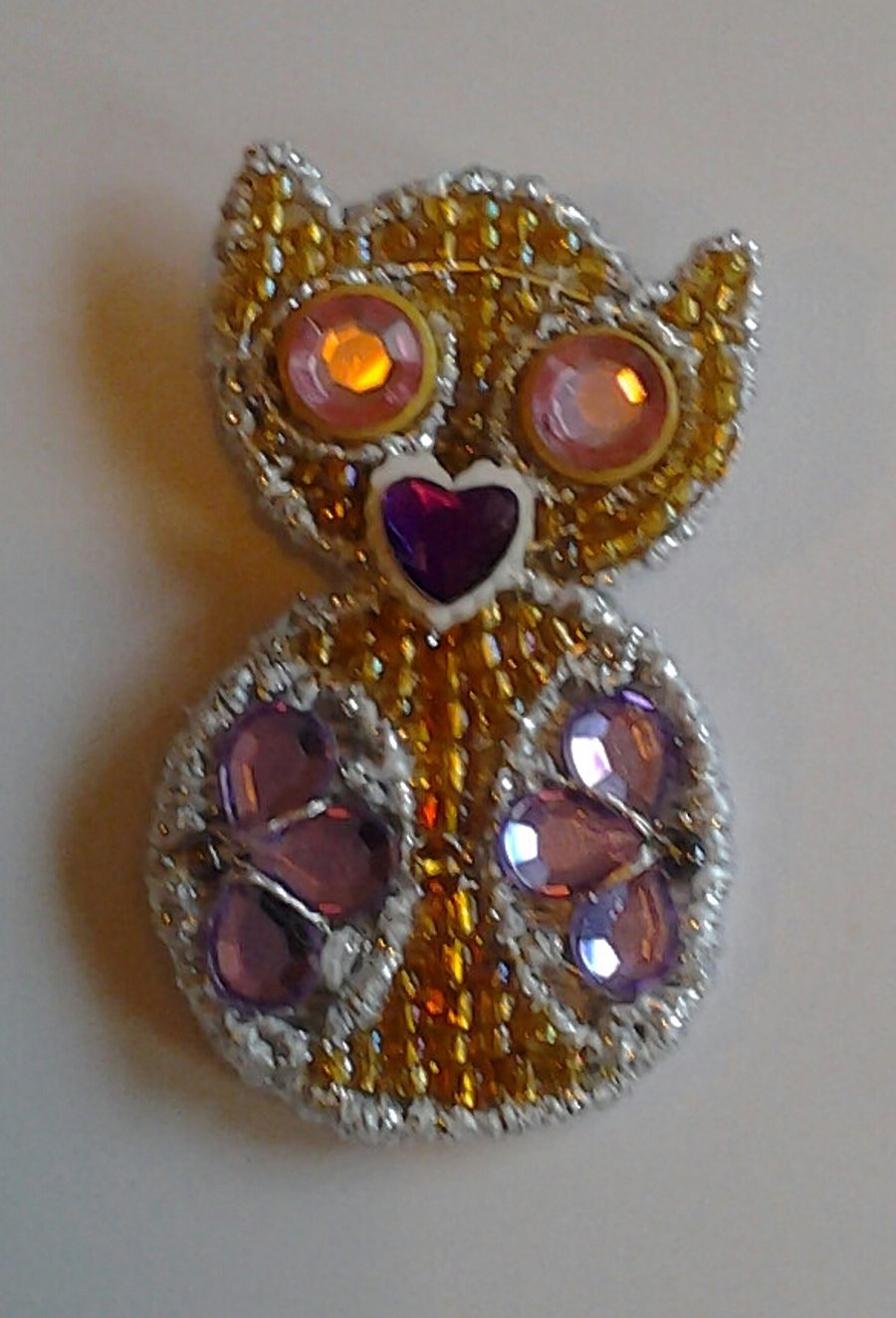 Beaded Owl Brooch