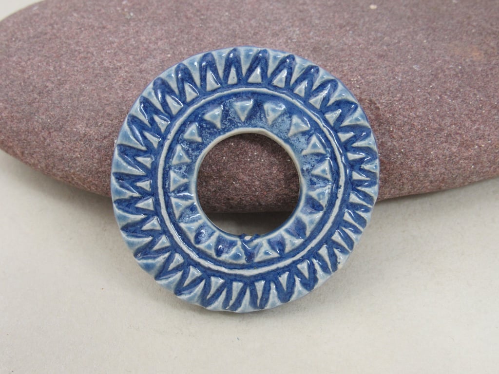 Chunky Ice Blue Ceramic Pendant Loop Connector