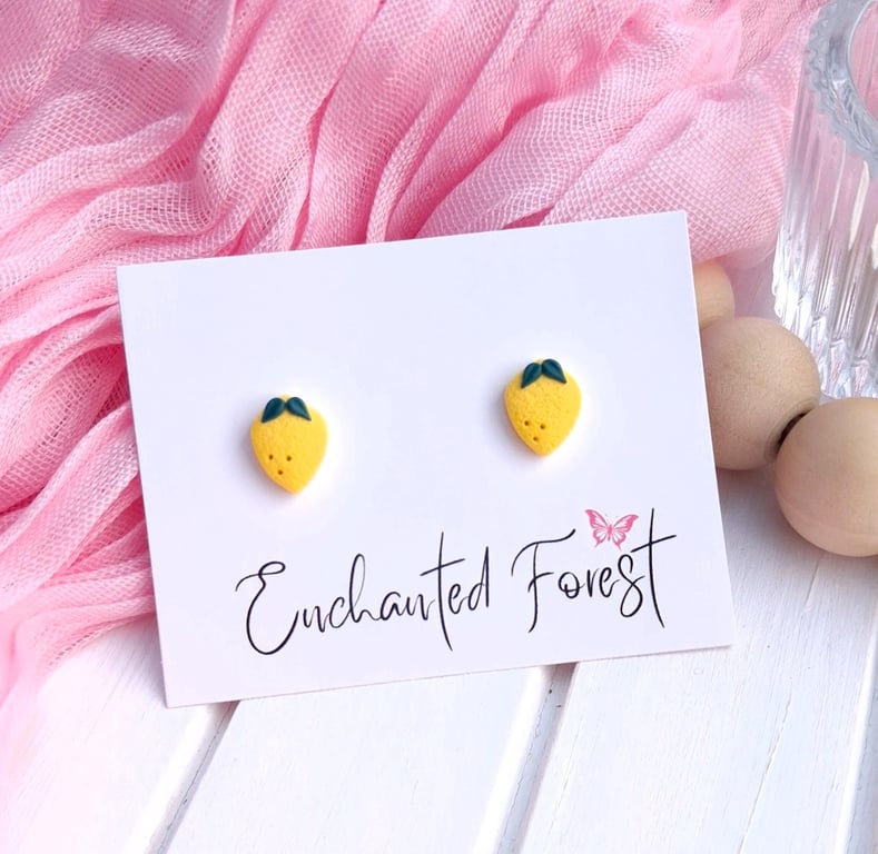 Mini Lemon Stud Earrings, Cottagecore Jewellery, Accessories & Gifts