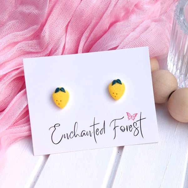 Mini Lemon Stud Earrings, Cottagecore Jewellery, Accessories & Gifts