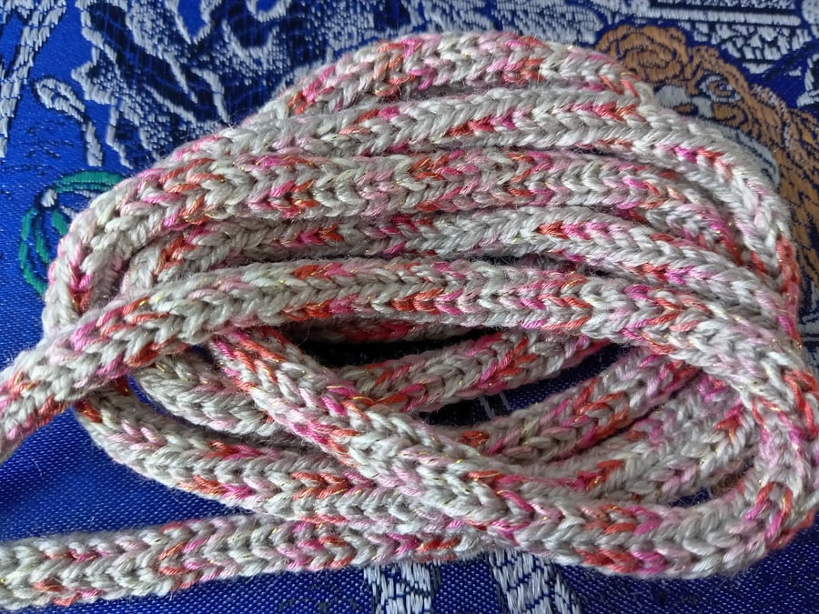 1.5 meters of handmade multicoloured i-cord for crafting embellishments 