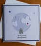 Grandparents Card - Rabbit With Clouds - Blue - Image 7