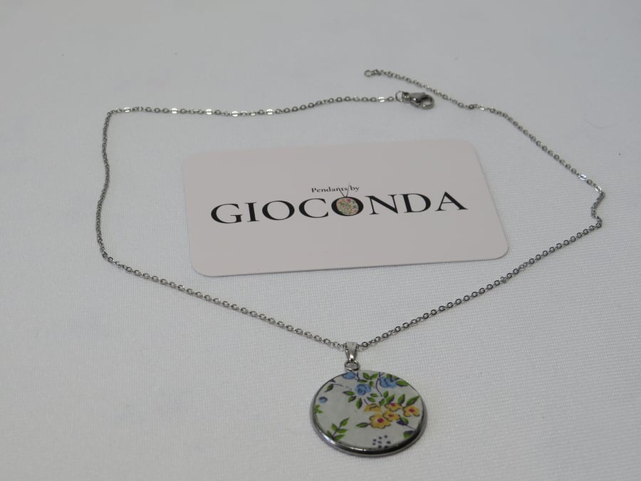 Hand Crafted Pretty Pendant - Made Using Liberty Print Fabric 