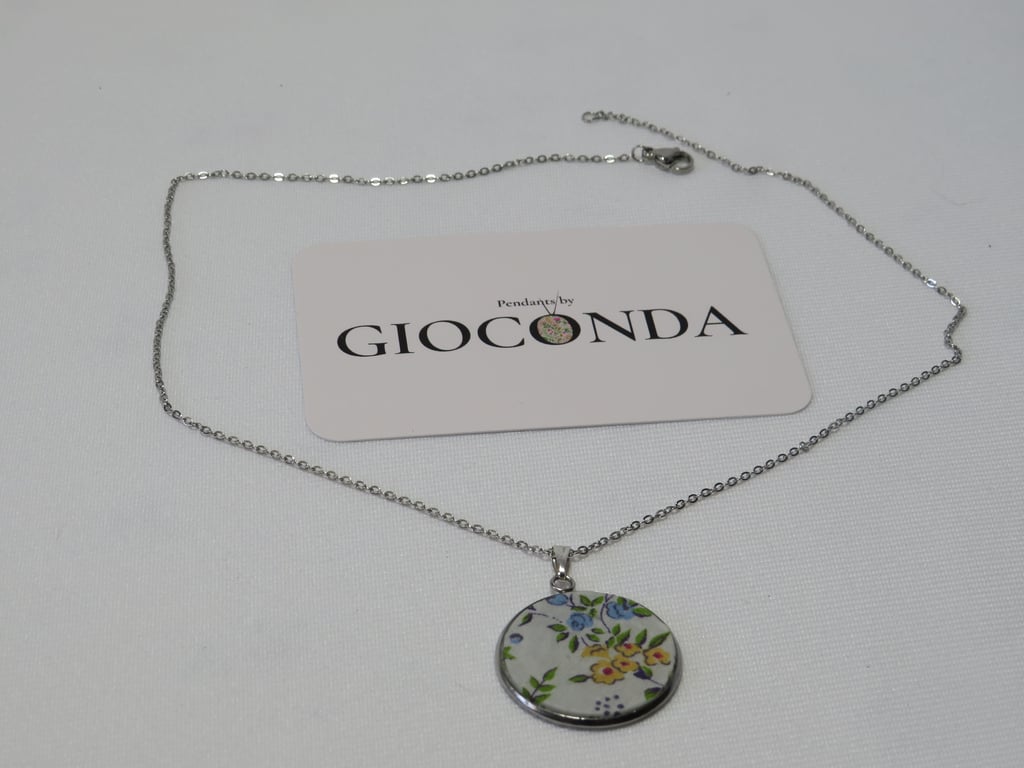 Hand Crafted Pretty Pendant - Made Using Liberty Print Fabric 