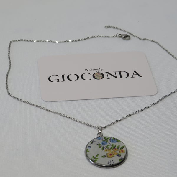 Hand Crafted Pretty Pendant - Made Using Liberty Print Fabric 