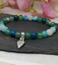 Mala bracelet with 27 blue and green agate and chrysocolla gemstones with hearts - Image 6