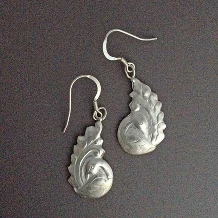 Silver Peacock earrings