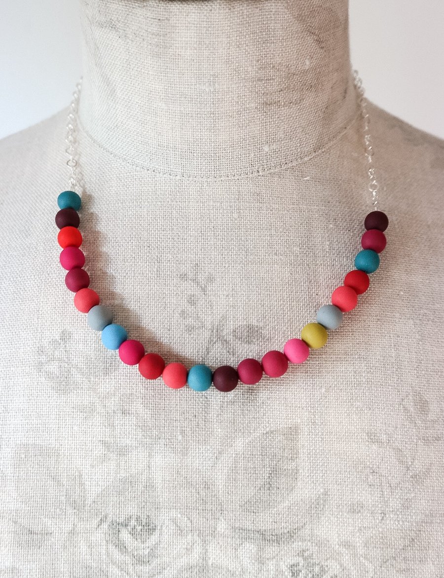 SALE! Bright Multi Colour Beaded Necklace, Contemporary Jewellery 
