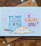 Valentines Day Card, Anniversary Card, I Knead You! Bakers Card, Wife Card - Image 3