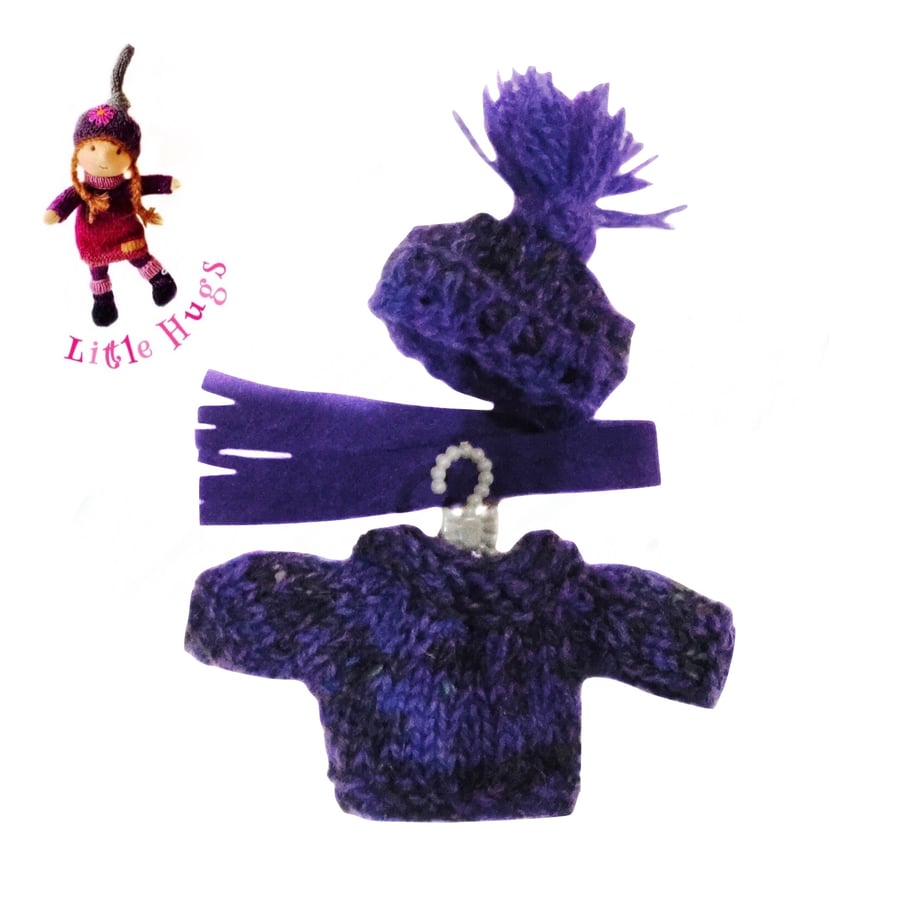 Little Hugs’ Purple Tweed Jumper, hat and Scarf