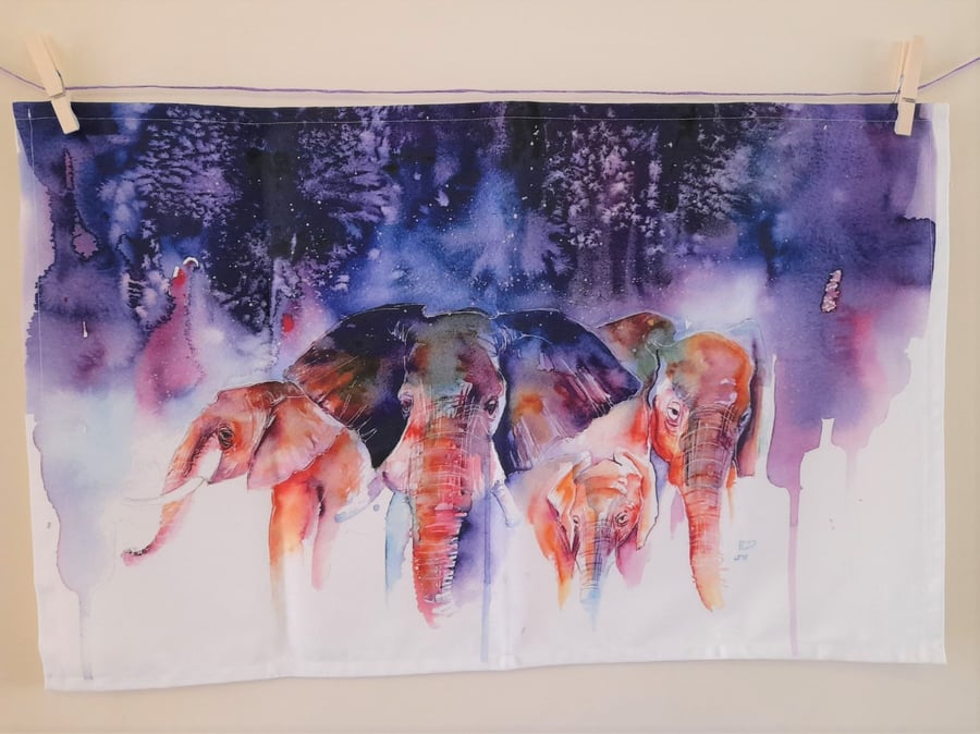 Elephants Tea Towel