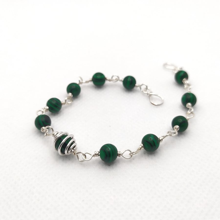 Malachite Spiral Bead Bracelet