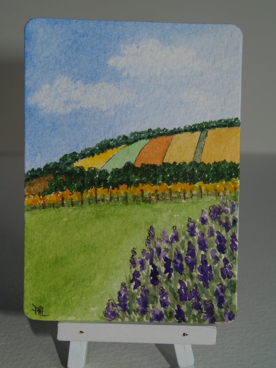 ACEO Original Lavender and vineyard