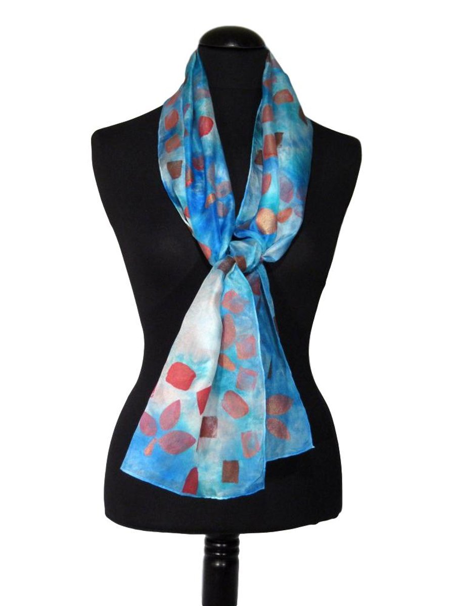 Sky Petals - Hand Dyed Pure Silk Long Scarf