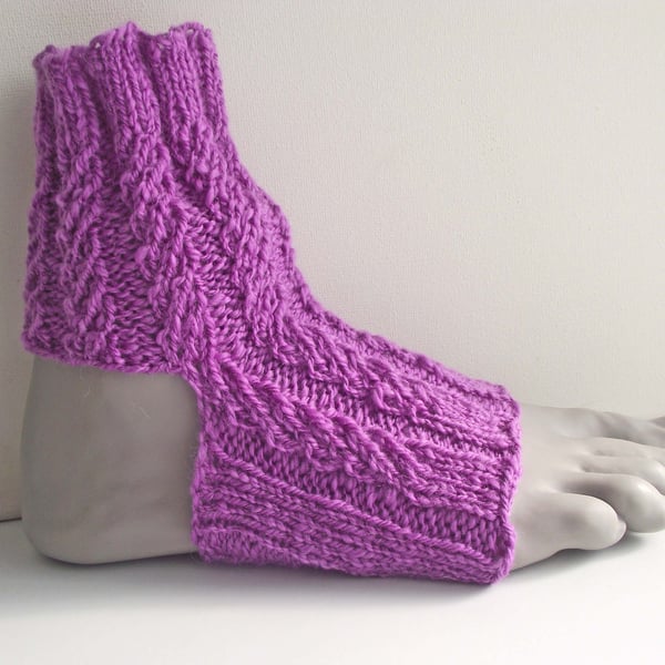 Yoga, Dance, Pilates, Pedicure or Flip Flop Socks, Handspun Knitted Pink Merino