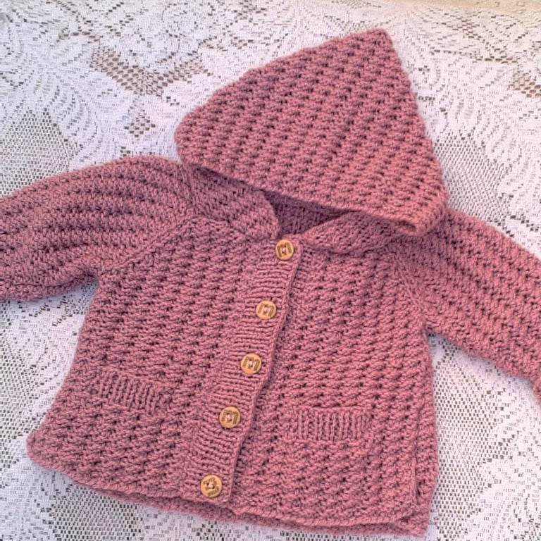Hand Knitted Baby's Duffle Coat, Baby Shower Gift, New Baby Gift