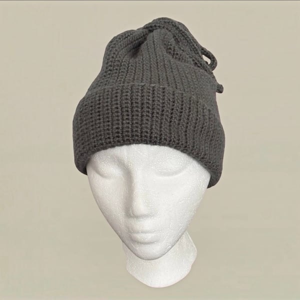 Adult Grey Octopus Crochet Beanie Slouchy Kraken All Season Hat