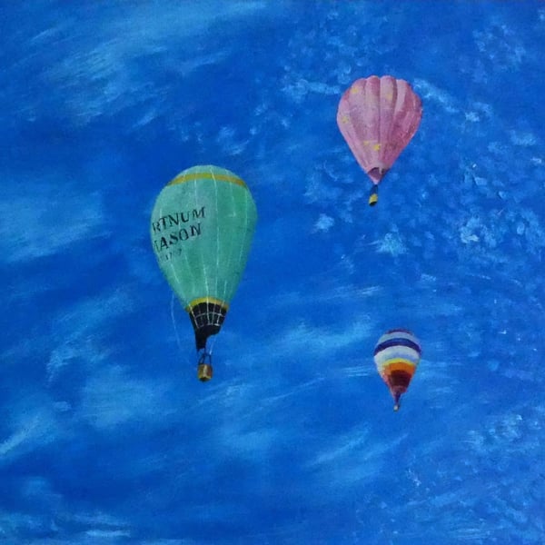 Hot Air Balloons Skyscape Original Oil Painting 
