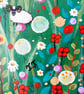 Whimsical Landscape Painting Folk Art, Countryside Artwork with Sheep and Meadow - Image 4