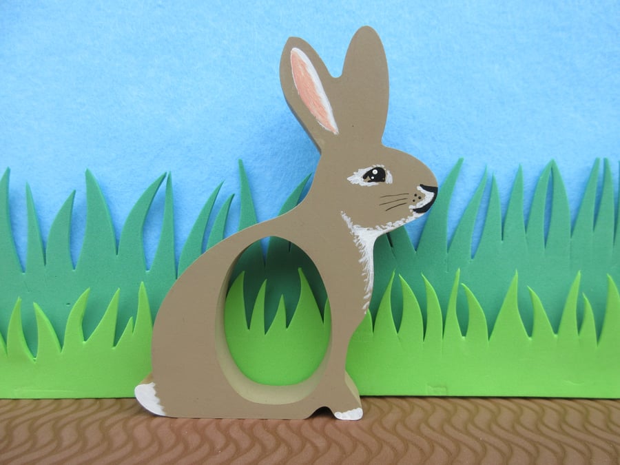 Easter Bunny Chocolate Egg Holder Wooden Hand Painted Gift