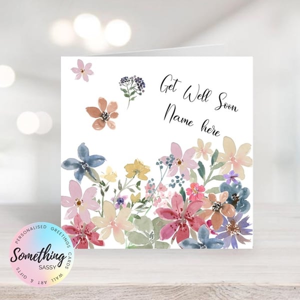 Personalised Floral Get Well Card