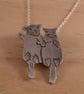 Sterling Silver Pair of Otters Holding Hands Necklace (SKU070325)