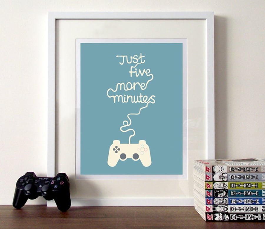 Illustration quote poster print A3 Gaming, choose your colour