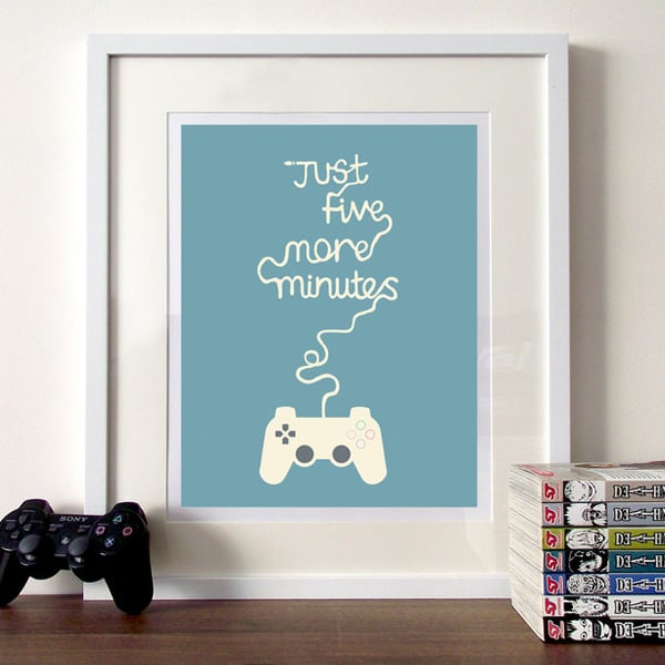 Illustration quote poster print A3 Gaming, choose your colour