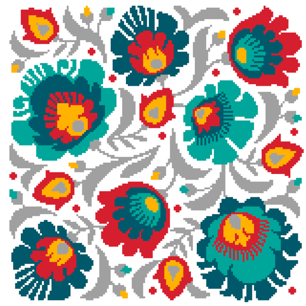 250 Polish Folk Art Flowers Cross Stitch Pattern (PDF Counted Chart)