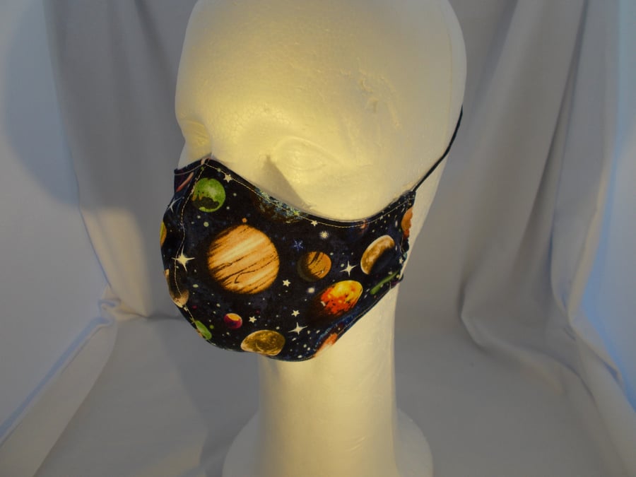 Shaped Child Face Covering - Planets- Age 7 - 12 years