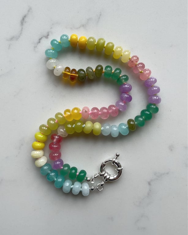 Pastel Gummy Hand Knotted Beaded Gemstone Necklace