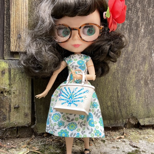 Handmade Miniature Enid Collins of Texas Peacock Dolls Handbag 