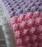 Baby blanket, pink lilac white, 32" x 24" approx, - Image 7