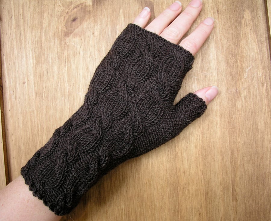  Fingerless gloves  wrist warmers brown