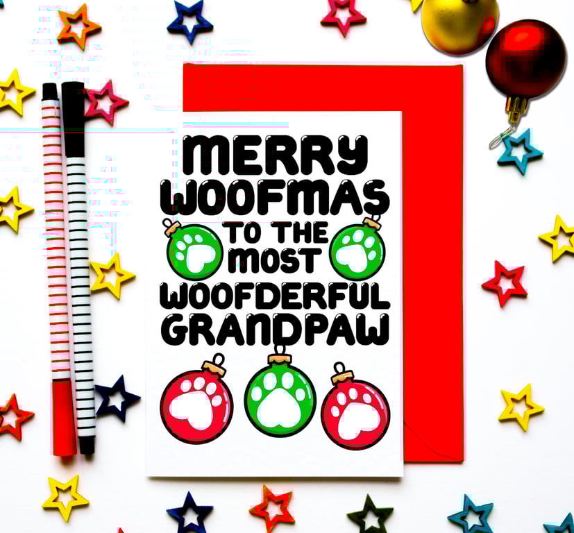 Christmas Card from the Dog, Dogs, Cat, Cat, To Grandpa, Grandpaw