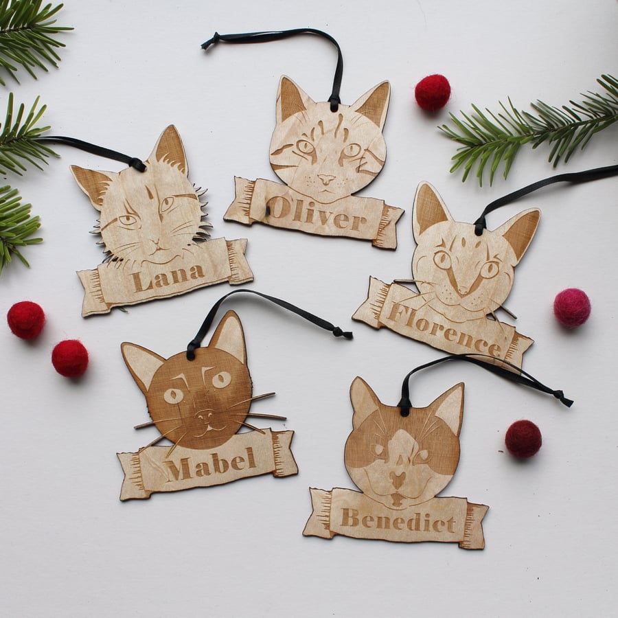 Personalised Christmas Cat Decoration