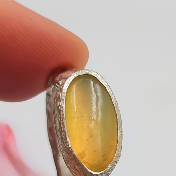 Opal Silver Ring, Handmade Rustic Design